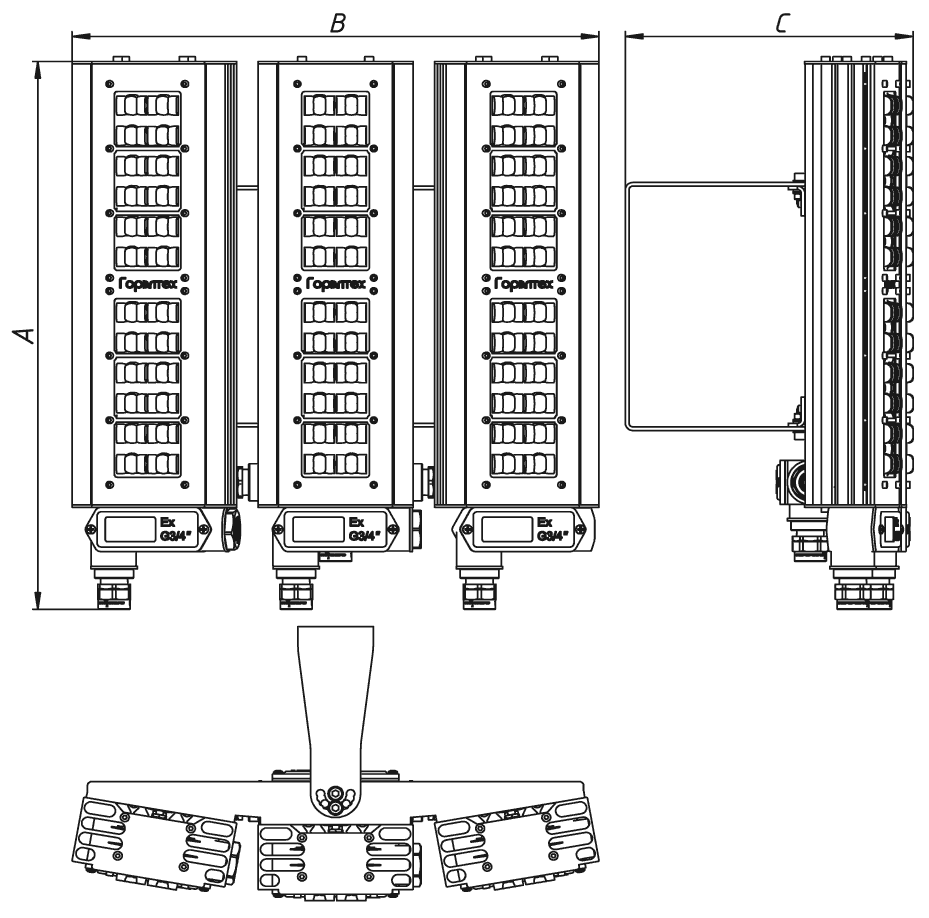 3 MODULES ASSEMBLY, UNIVERSAL SWIVEL MOUNTING /U