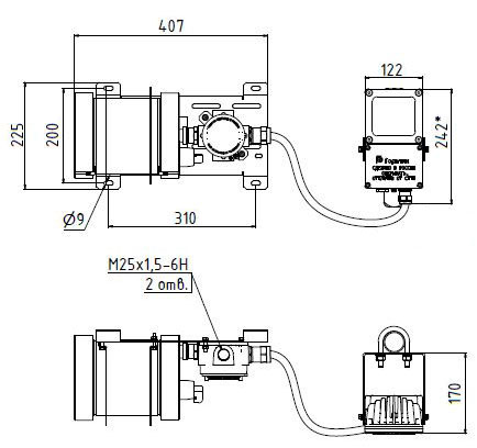 Ceiling Mount for IBP Unit with Pipe-Mounted Luminaire /PT SGU01-1240C/M2/IBP, SGU01-2480C/M2/IBP, SGU01-3720C/M2/IBP